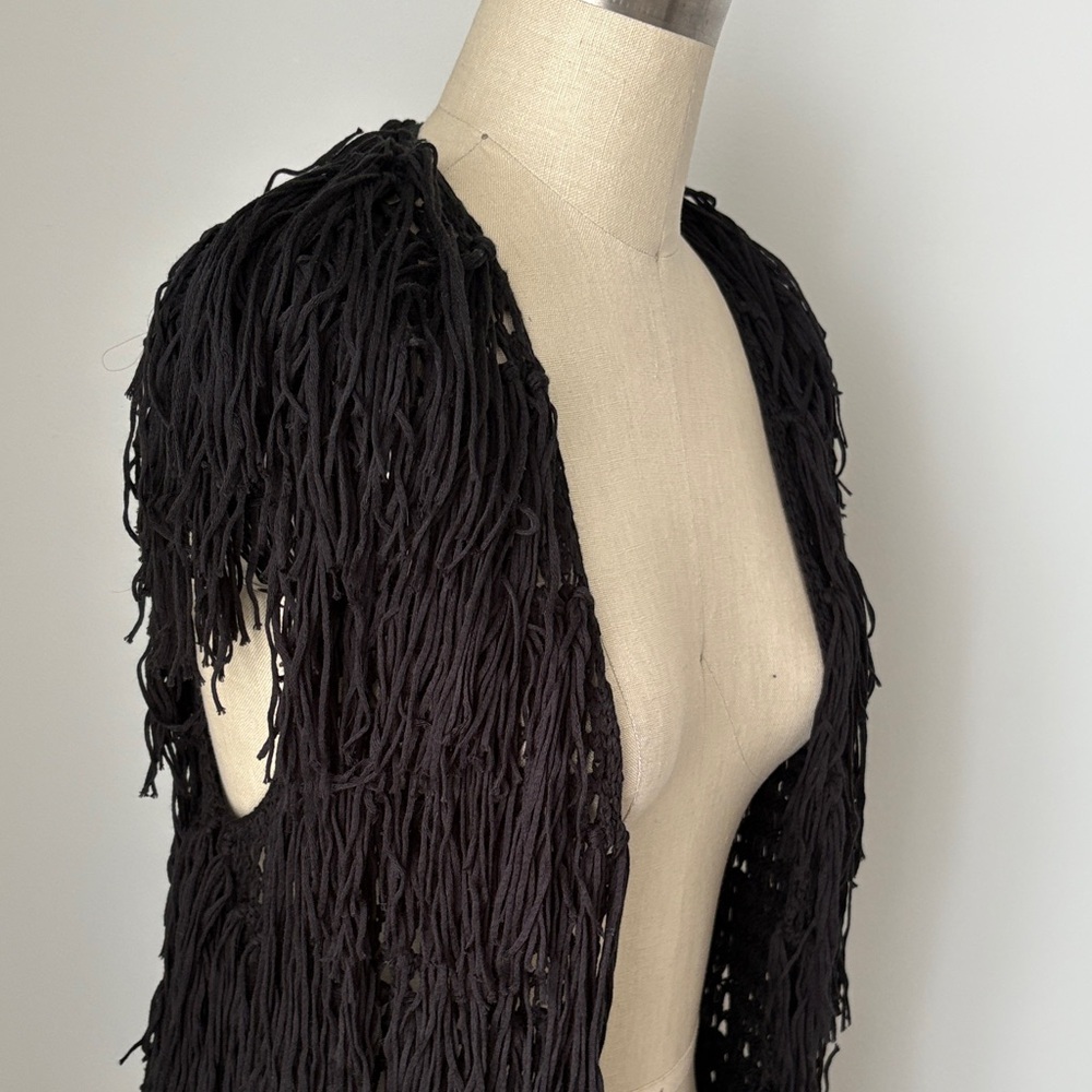Elegant Black Fringe Women's Coat